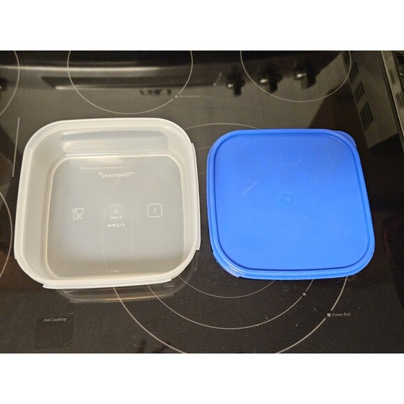 Vintage Tupperware Modular Mates Sheer With Blue Lid 1619-4 & 1623-4 - Picture 6 of 12